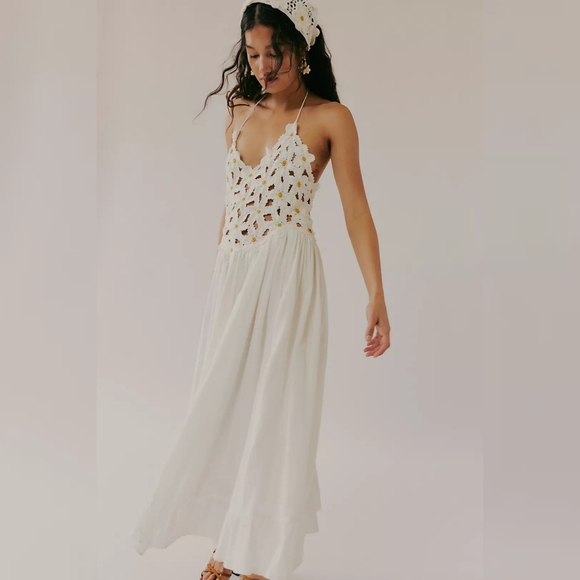 Free People Dresses & Skirts - Free People Bali Spring Fling Maxi Dress Ivory Women's Size XL